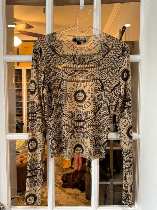 I.AM.GIA Tan and Black Astrology Print Long Sleeve Top - Picture 4 of 4